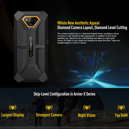 Ulefone Armor X13, 6GB+64GB, IP68/IP69K Rugged Phone, 6.52 inch Android 15 MediaTek Helio G36 Octa Core, Network: 4G, NFC, OTG(Some Orange)