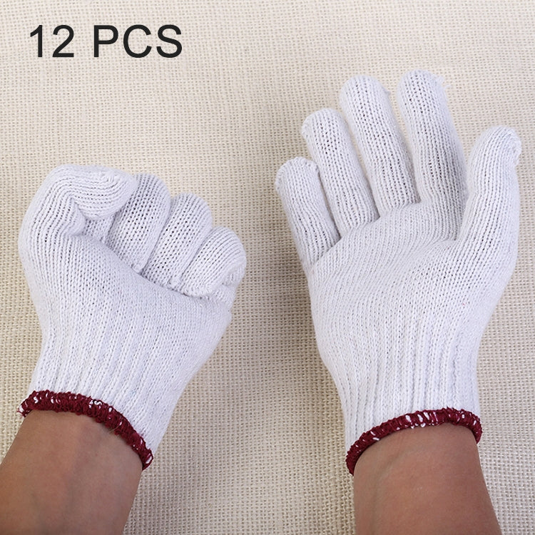 12 Pairs Labor Supplies Breathable Wear- Resistant Protection Cotton Yarn Gloves