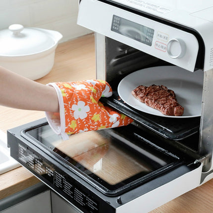 5 Sets 2 in 1 Thickened Microwave Oven High Temperature Resistant Plus Velvet Insulation Gloves Set Random Color Delivery