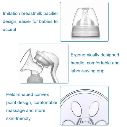 Adjustable Force Breast Pump 2 in 1 Manual Breast Pump Maternity Products(White)