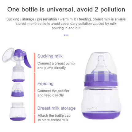 Painless Strength Adjustable Manual Massage Breast Pump(Purple)