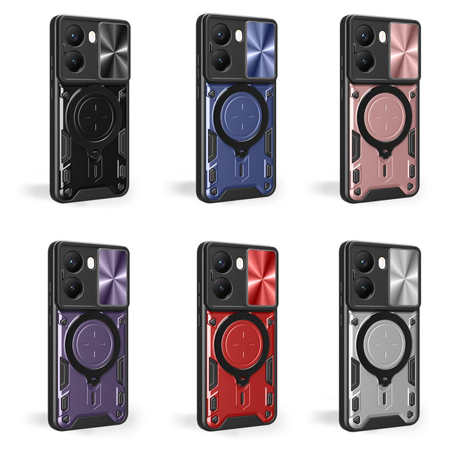 For Xiaomi Poco X7 Pro 5G Global CD Texture Sliding Camshield Magnetic Holder Phone Case(Black)