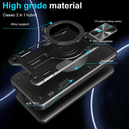 For Xiaomi Poco X7 Pro 5G Global CD Texture Sliding Camshield Magnetic Holder Phone Case(Black)