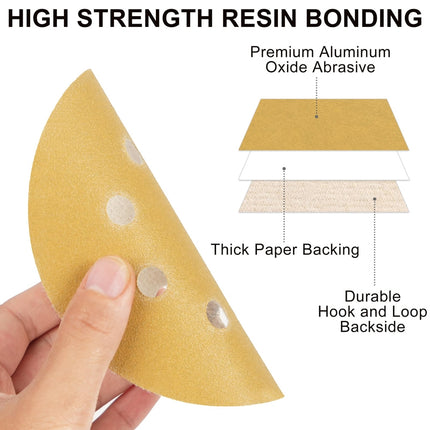 100pcs / Box 5 Inch 8 Holes Round Disc Sanding Sandpaper 125mm Yellow Sand Flocking Sheet, Grit: P60
