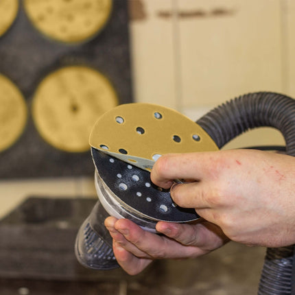100pcs / Box 5 Inch 8 Holes Round Disc Sanding Sandpaper 125mm Yellow Sand Flocking Sheet, Grit: P60