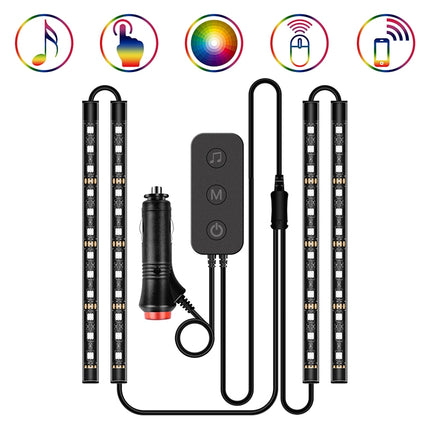 Y12 Cigarette Lighter Car Colorful RGB Foot LED Atmosphere Light