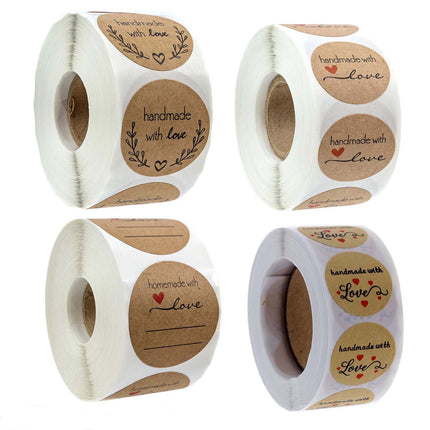 Kraft Paper Sealing Stickers Handmade Baking Labels Holiday Gift Packaging Decoration, Size: 2.5cm/1inch(B-06)