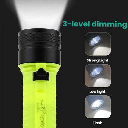 80m Waterproof Diving Flashlight Amphibious LED Light for Outdoor and Underwater Use Rechargeable Version