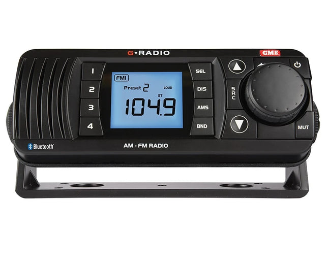 GME GR300BTB AM/FM Marine Radio with Bluetooth - Black
