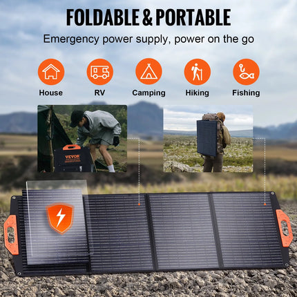 VEVOR Portable Monocrystalline Solar Panel, 120W Foldable