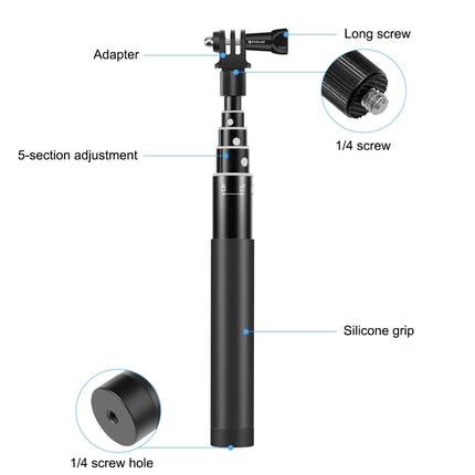 PULUZ 70cm Metal Selfie Stick Monopod with Invisible Adapter Base & Screw for Insta360 One RS / X2 / X3 / DJI Osmo 360