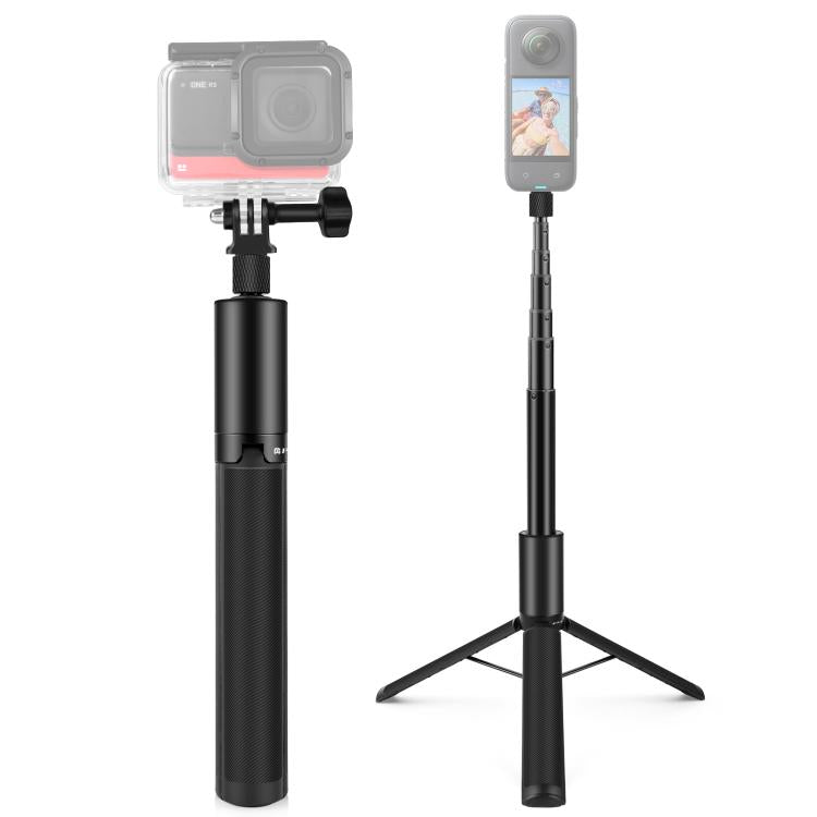 PULUZ 1.22m Retractable Invisible Selfie Stick with Tripod For Insta360 X4 / X4 Air / X3 (Black)