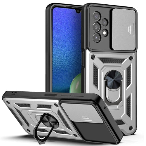 For Samsung Galaxy A13 4G Sliding Camera Cover TPU+PC Phone Case(Silver)