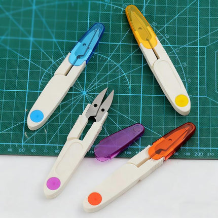 10pcs Household Cross Stitch Clothing Thread Transparent Cover Scissors, Color: Purple