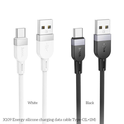hoco X109 Energy 1m Silicone Fast Charging Data Cable, Interface:USB to Type-C(Black)