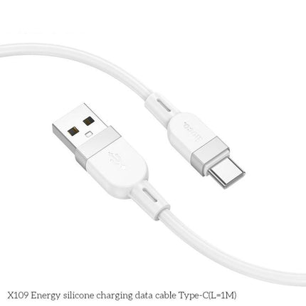 hoco X109 Energy 1m Silicone Fast Charging Data Cable, Interface:USB to Type-C(Black)