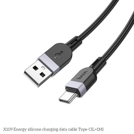 hoco X109 Energy 1m Silicone Fast Charging Data Cable, Interface:USB to Type-C(Black)