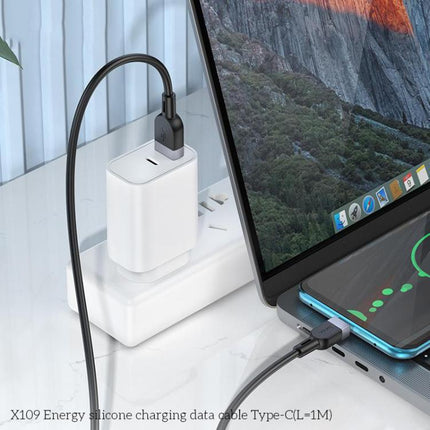 hoco X109 Energy 1m Silicone Fast Charging Data Cable, Interface:USB to Type-C(Black)