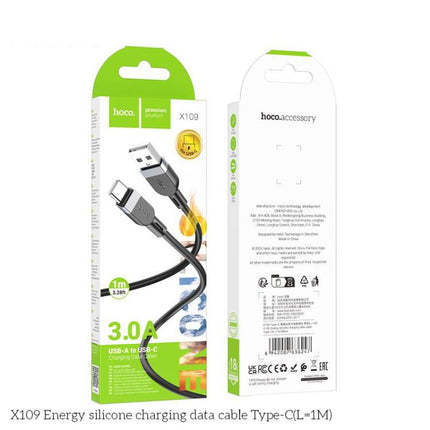 hoco X109 Energy 1m Silicone Fast Charging Data Cable, Interface:USB to Type-C(Black)