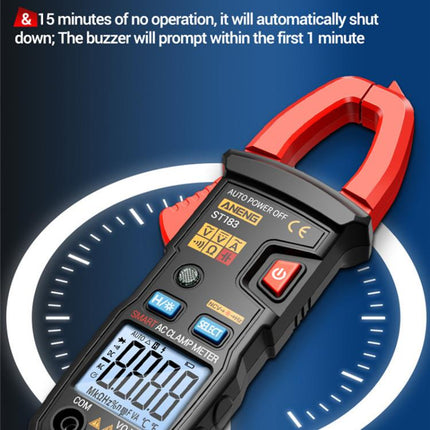 ANENG ST183 600A Digital Clamp Meter With NCV, 4000 Counts, Tests Continuity/Resistance/Capacitance/Diode, Audible & Visual Alarm(Black)