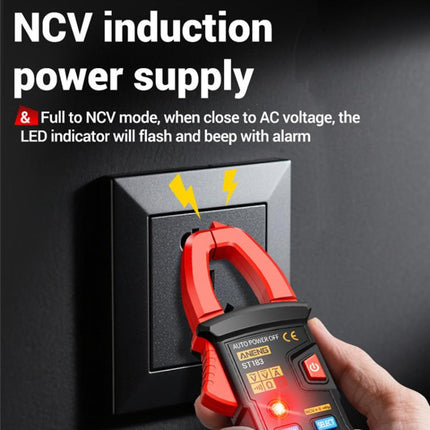 ANENG ST183 600A Digital Clamp Meter With NCV, 4000 Counts, Tests Continuity/Resistance/Capacitance/Diode, Audible & Visual Alarm(Black)