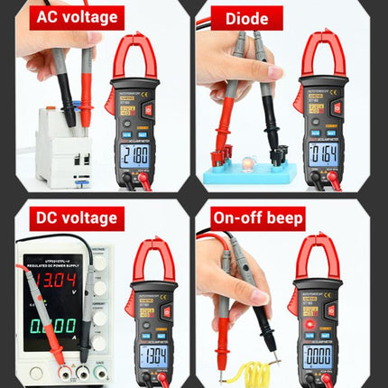 ANENG ST183 600A Digital Clamp Meter With NCV, 4000 Counts, Tests Continuity/Resistance/Capacitance/Diode, Audible & Visual Alarm(Black)