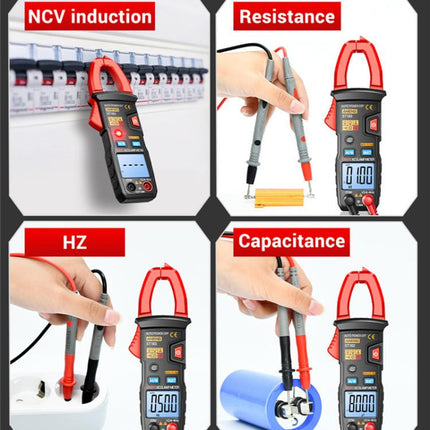 ANENG ST183 600A Digital Clamp Meter With NCV, 4000 Counts, Tests Continuity/Resistance/Capacitance/Diode, Audible & Visual Alarm(Black)