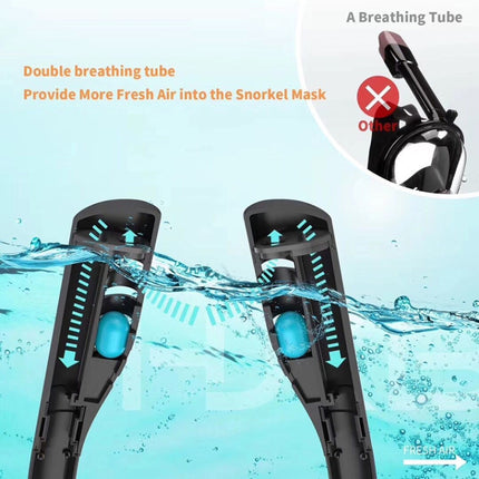 Snorkeling Mask Double Tube Silicone Full Dry Diving Mask Adult Swimming Mask Diving Goggles, Size: L/XL(Black/Black)