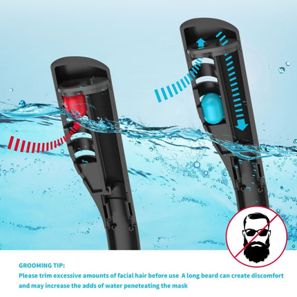 Snorkeling Mask Double Tube Silicone Full Dry Diving Mask Adult Swimming Mask Diving Goggles, Size: L/XL(Black/Black)