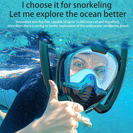 Snorkeling Mask Double Tube Silicone Full Dry Diving Mask Adult Swimming Mask Diving Goggles, Size: L/XL(Black/Black)