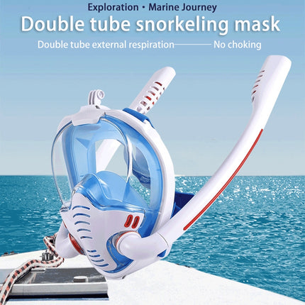 Snorkeling Mask Double Tube Silicone Full Dry Diving Mask Adult Swimming Mask Diving Goggles, Size: L/XL(Black/Black)