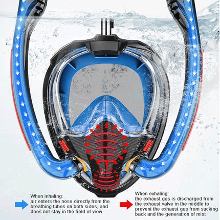Snorkeling Mask Double Tube Silicone Full Dry Diving Mask Adult Swimming Mask Diving Goggles, Size: L/XL(Black/Black)