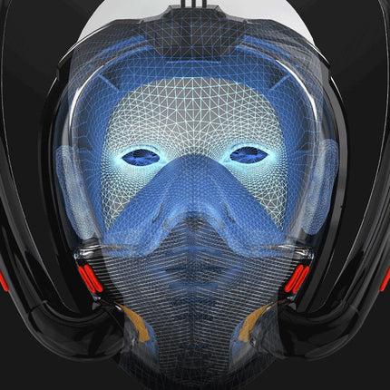 Snorkeling Mask Double Tube Silicone Full Dry Diving Mask Adult Swimming Mask Diving Goggles, Size: L/XL(Black/Blue)