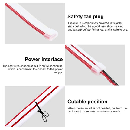 CJ-1206 12V 6A 5m IP65 Waterproof Silicone Neon LED Strip Light(Red)