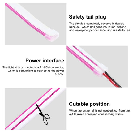 CJ-1206 12V 6A 5m IP65 Waterproof Silicone Neon LED Strip Light(Rose Red)