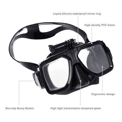 PULUZ Water Sports Diving Equipment Diving Mask Swimming Glasses for GoPro, Insta360, DJI and Other Action Cameras(Black)