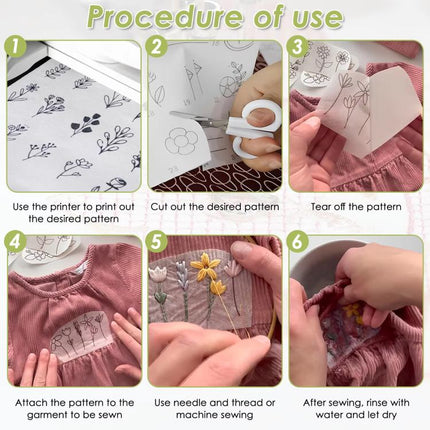 10pcs 21 x 30cm Odorless A4 Water-Soluble Adhesive Non-Woven Fabric Self-Adhesive DIY Embroidery Paper