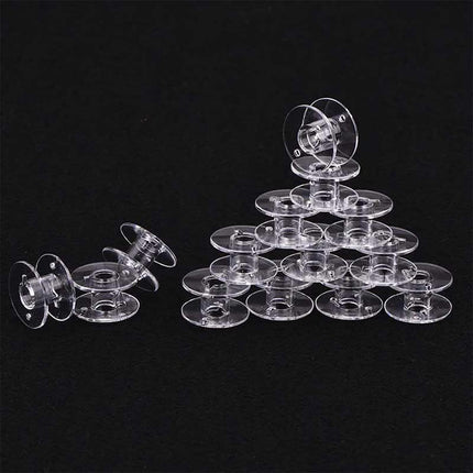 Transparent Plastic Bobbin Sewing Machine Spool Bobbin Box with 25 Bobbins (Transparent)