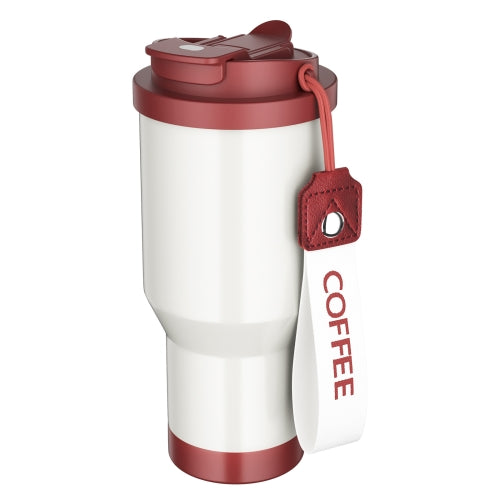 Stainless Steel Car Coffee Mug Double-Wall Vacuum Keep Cold Insulated Cup With Lanyard, Capacity: 600ml(Red)
