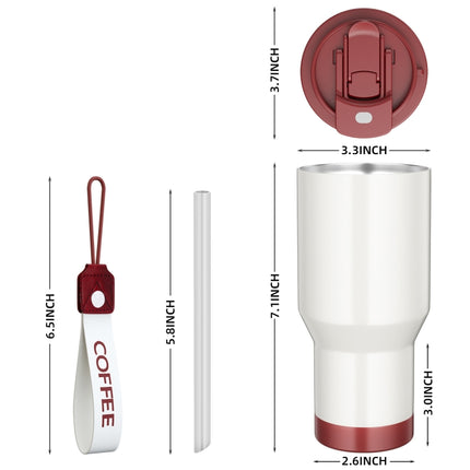 Stainless Steel Car Coffee Mug Double-Wall Vacuum Keep Cold Insulated Cup With Lanyard, Capacity: 600ml(Red)