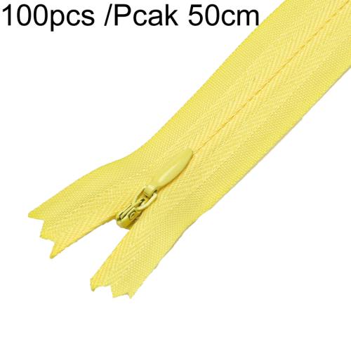 100pcs /Pack Invisible No.3 Garment Nylon Zipper, Color: Yellow 50cm