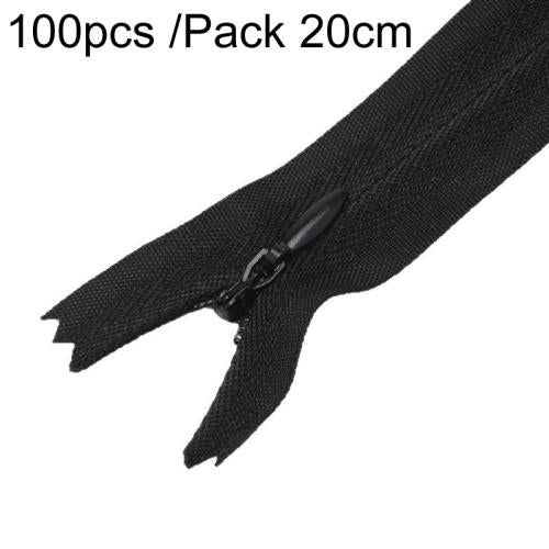 100pcs /Pack Invisible No.3 Garment Nylon Zipper, Color: Black 20cm