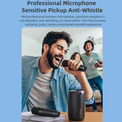Zealot M2 8W Portable Outdoor RGB Bluetooth Speaker, Type:with 2pcs Microphones(Black)