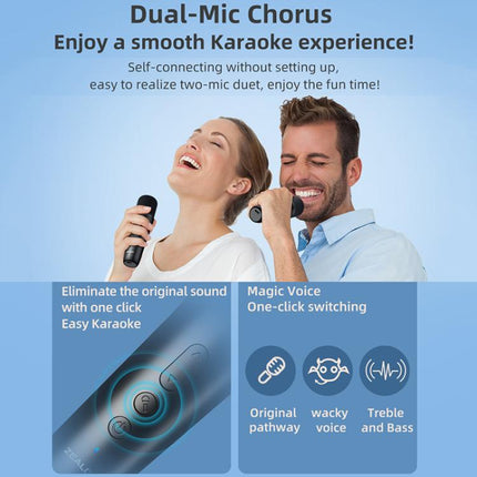 Zealot M2 8W Portable Outdoor RGB Bluetooth Speaker, Type:with 2pcs Microphones(Black)