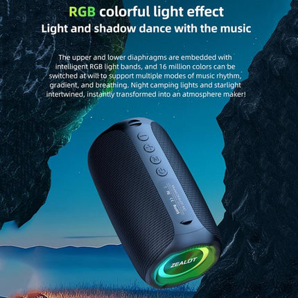 Zealot M2 8W Portable Outdoor RGB Bluetooth Speaker, Type:with 2pcs Microphones(Black)