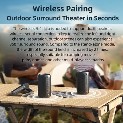 Zealot M2 8W Portable Outdoor RGB Bluetooth Speaker, Type:with 2pcs Microphones(Black)