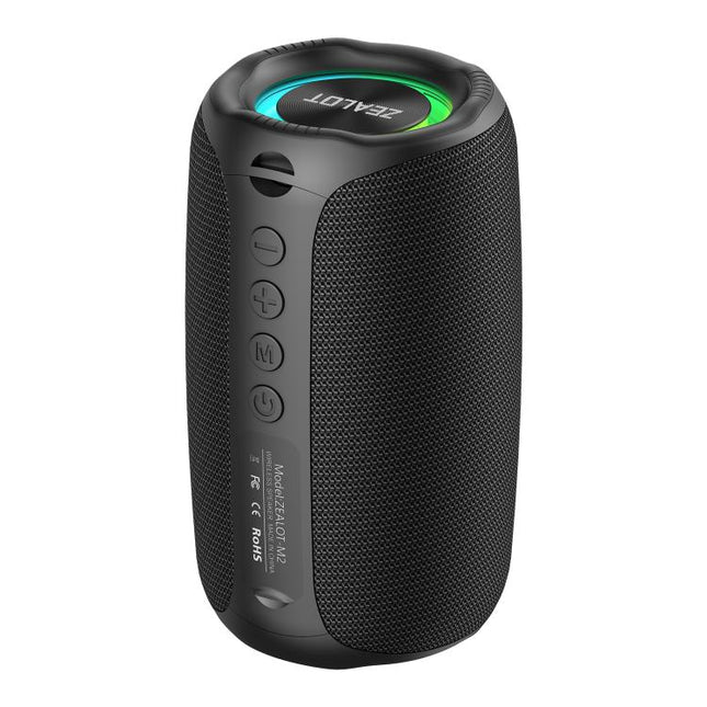Zealot M2 8W Portable Outdoor RGB Bluetooth Speaker, Type:with 2pcs Microphones(Black)