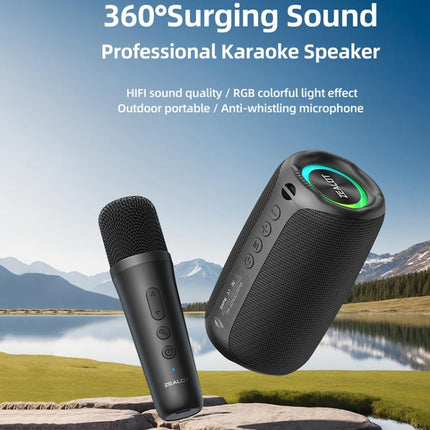 Zealot M2 8W Portable Outdoor RGB Bluetooth Speaker, Type:with 2pcs Microphones(Black)