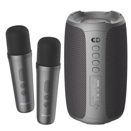 Zealot S61M RGB Rhythmic Light Karaoke Wireless Speaker, Style:Dual Mic(Black)