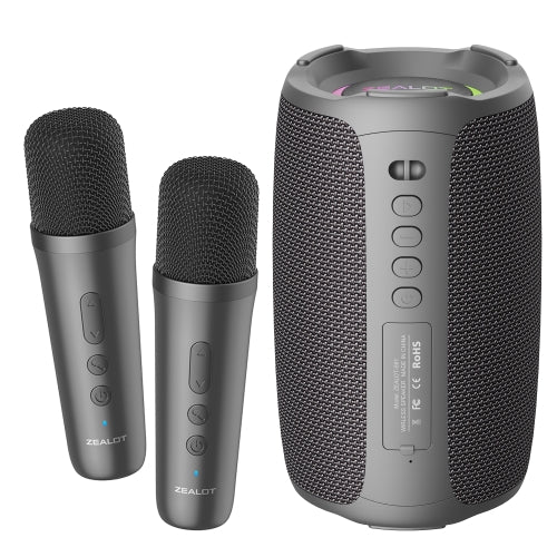 Zealot S61M RGB Rhythmic Light Karaoke Wireless Speaker, Style:Dual Mic(Black)